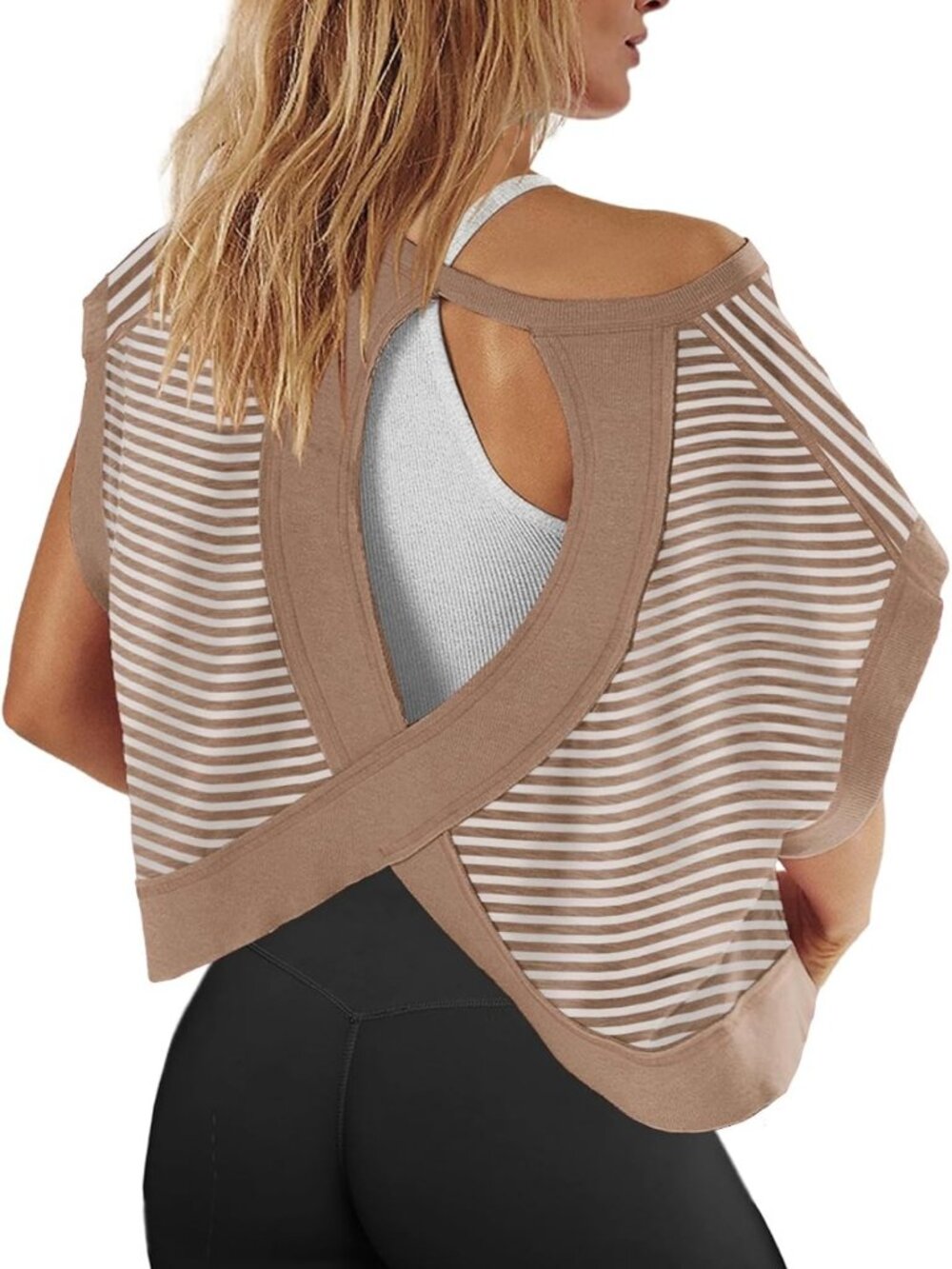 Open Back Oversized Workout Tops for Women - Stylish Activewear T-Shirts